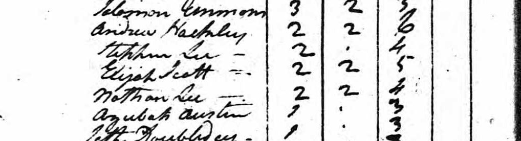 Households of Stephen Lee and Nathan Lee in 1790