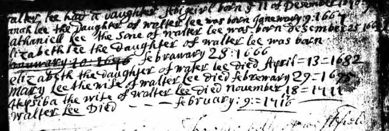 Town records of the Walter Lee family